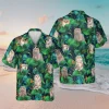 Scottish Fold Cats Green Hawaii T-shirt, Fold Ears Cat Clothing, Aloha Shirt For Mens, Womens