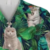 Scottish Fold Cats Green Hawaii T-shirt, Fold Ears Cat Clothing, Aloha Shirt For Mens, Womens