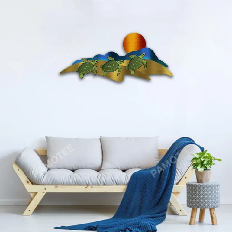 Turtles On Beach Metal Sign, Turtle Decor For House