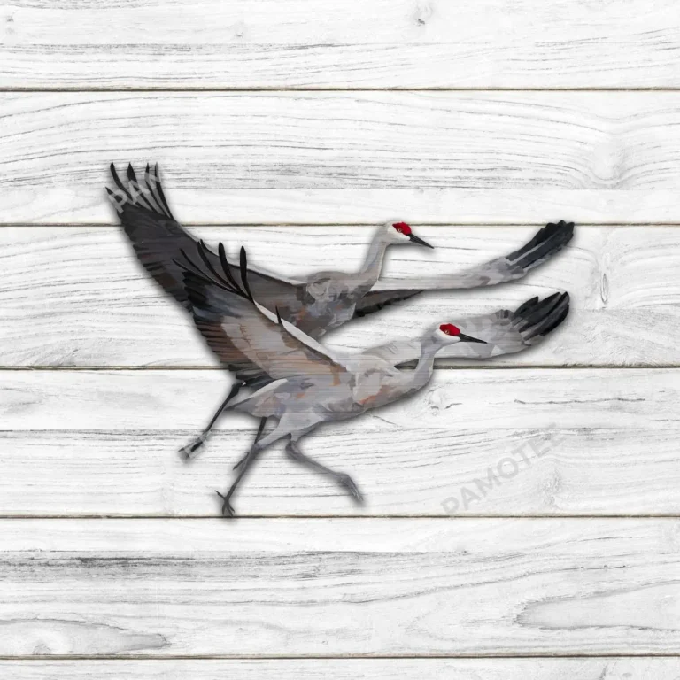 Sandhill Crane Vintage Metal Art, Sandhill Crane Beach Artwork For Dad