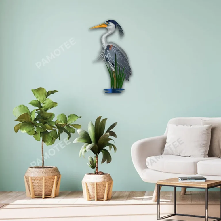 Blue Heron Multi Color Metal Art, Blue Heron Summer Outer Decoration