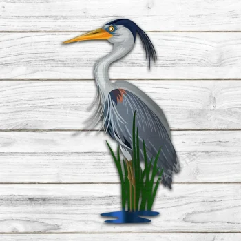 Blue Heron Multi Color Metal Art, Blue Heron Summer Outer Decoration