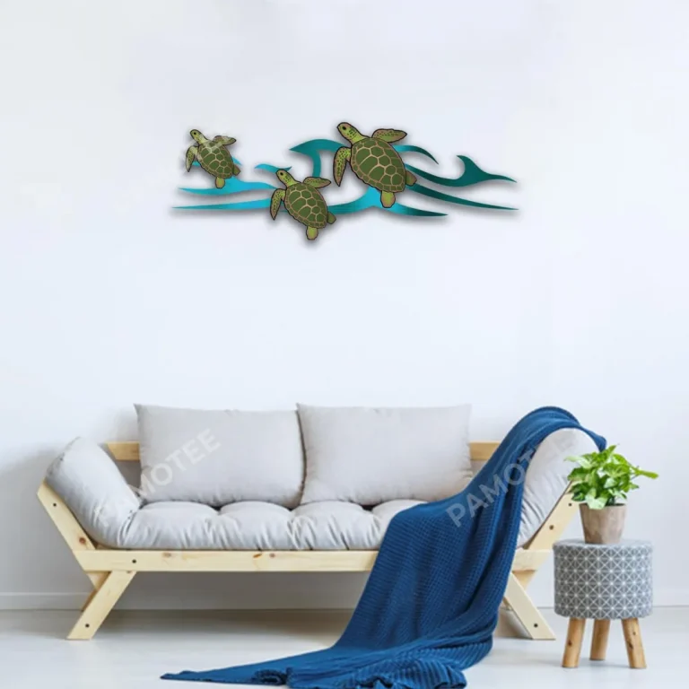 Swimming Turtles Metal Wall Art, Swimming Turtles Waterproof Bathroom Decor