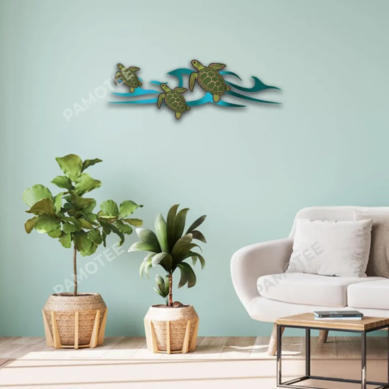Swimming Turtles Metal Wall Art, Swimming Turtles Waterproof Bathroom Decor