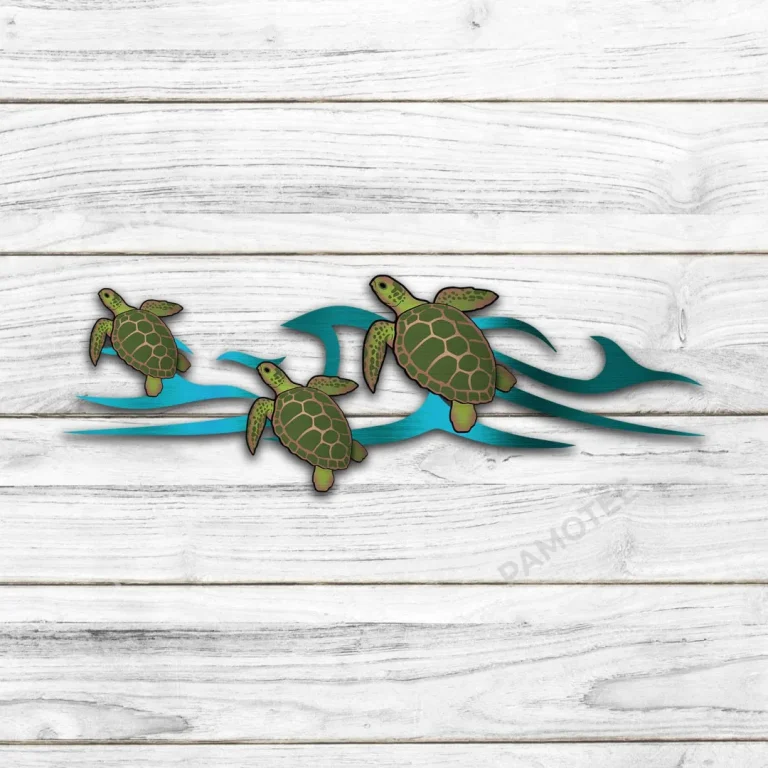 Swimming Turtles Metal Wall Art, Swimming Turtles Waterproof Bathroom Decor