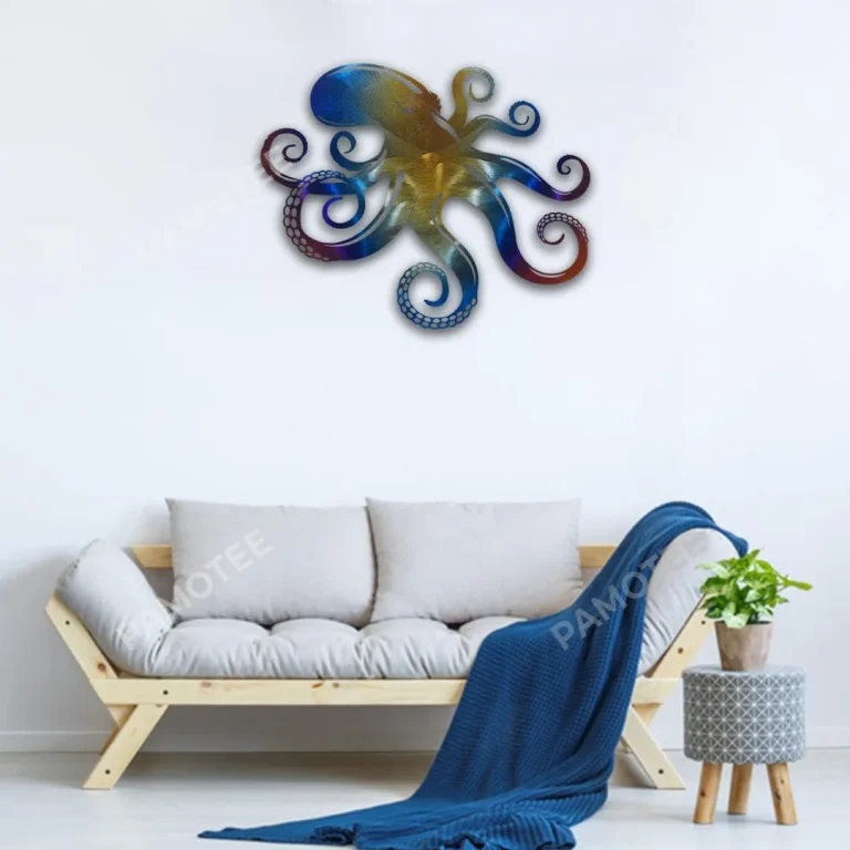 Heat Treated Color Octopus Metal Art, Octopus Beach Wall Decoration