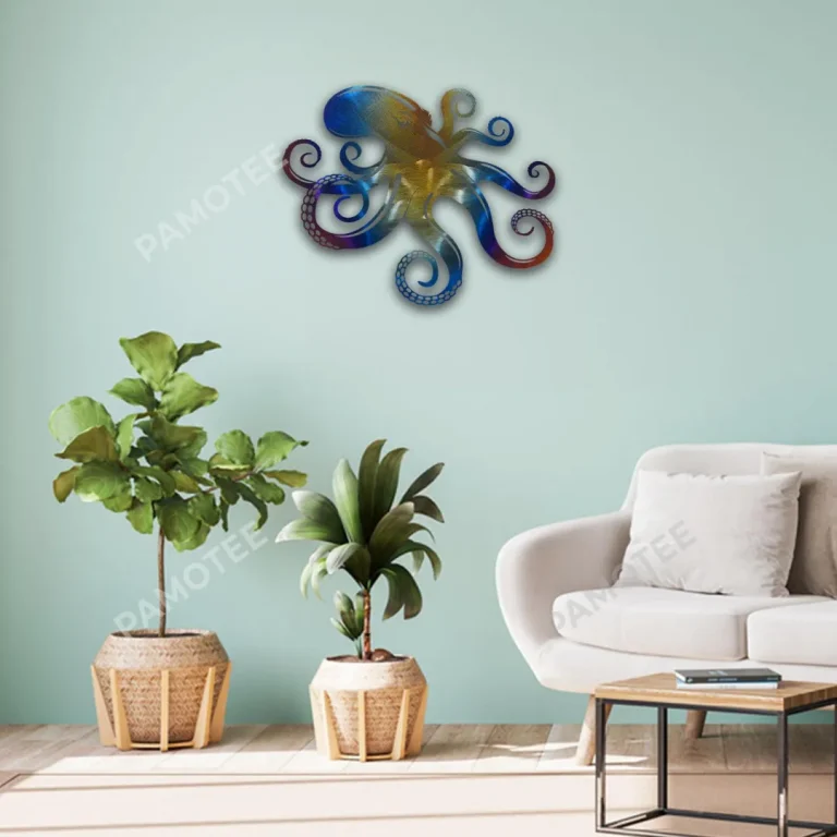 Heat Treated Color Octopus Metal Art, Octopus Beach Wall Decoration