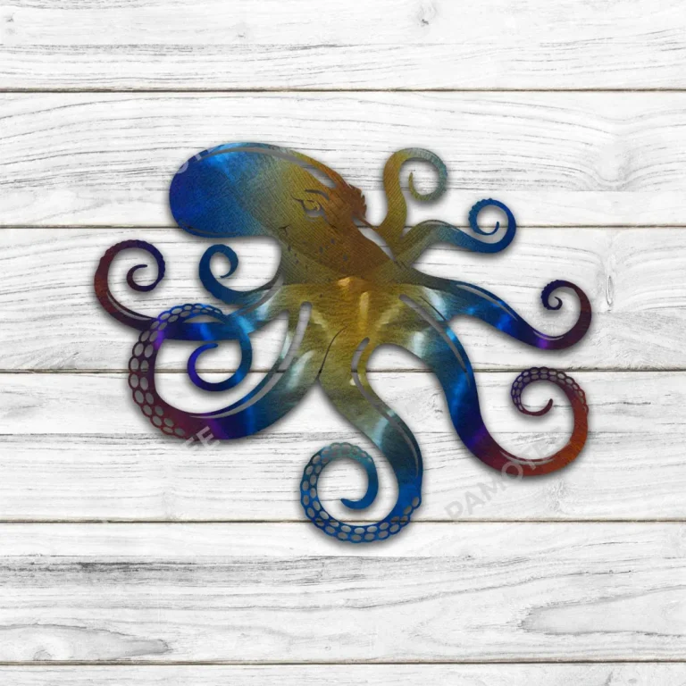 Heat Treated Color Octopus Metal Art, Octopus Beach Wall Decoration