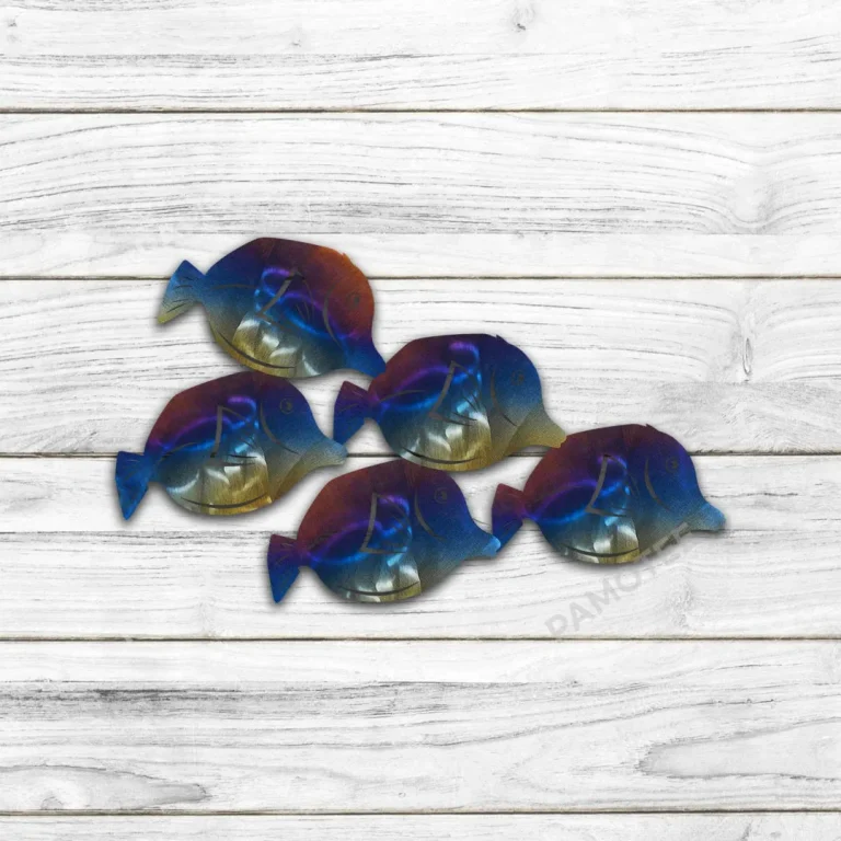 Heat Coloring Steel School Of Fish Metal Wall Art, Fisherman Gift