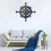 Heat Induced Color Nautical Compass Metal Art, Fishing Ship Interior Decor