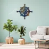 Heat Induced Color Nautical Compass Metal Art, Fishing Ship Interior Decor