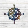 Heat Induced Color Nautical Compass Metal Art, Fishing Ship Interior Decor