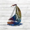 Heat Treated Color Sailboat Metal Wall Art, Sailboat Laser Cut Plaque