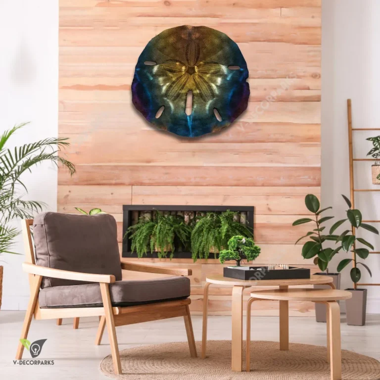Sand Dollar Heat Treated Color Metal Art, Sand Dollar Weatherproof Accent For Beach House