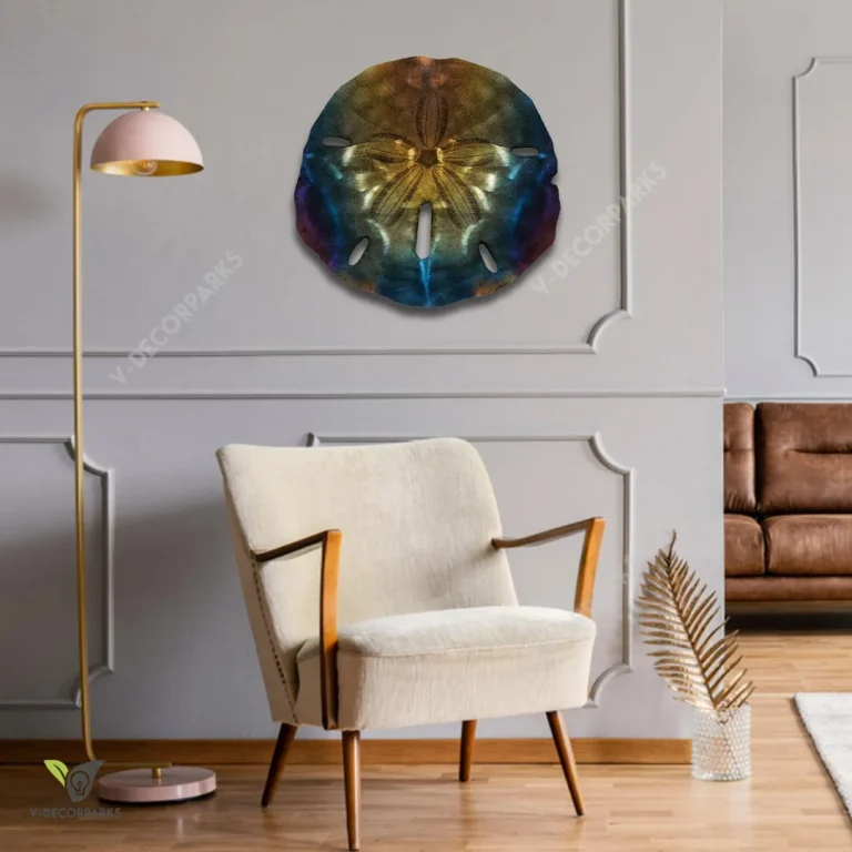 Sand Dollar Heat Treated Color Metal Art, Sand Dollar Weatherproof Accent For Beach House