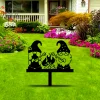 Couple Gnomes Roasting Marshmallow Metal Garden Decor, Gnome Garden Stake, Metal Yard Art, Yard Stake
