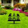 Happy Birthday Gnomes Ourdoor Garden Decor, Metal Garden Stake, Garden Art, Metal Yard Decor
