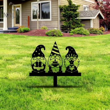 Happy Birthday Gnomes Ourdoor Garden Decor, Metal Garden Stake, Garden Art, Metal Yard Decor