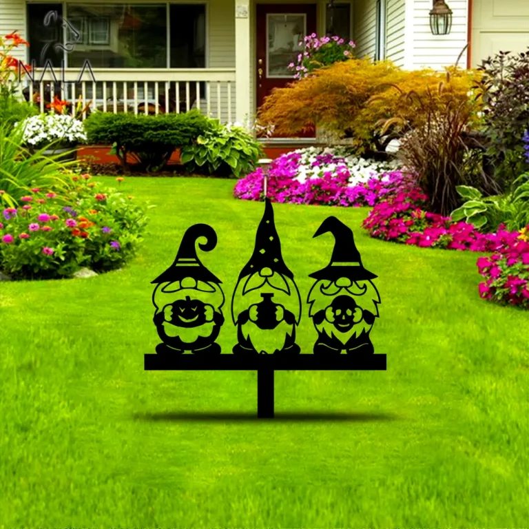 Halloween Gnomes Metal Garden Stake, Garden Metal Art Decor, Yard Sign Stake, Perfect For Halloween