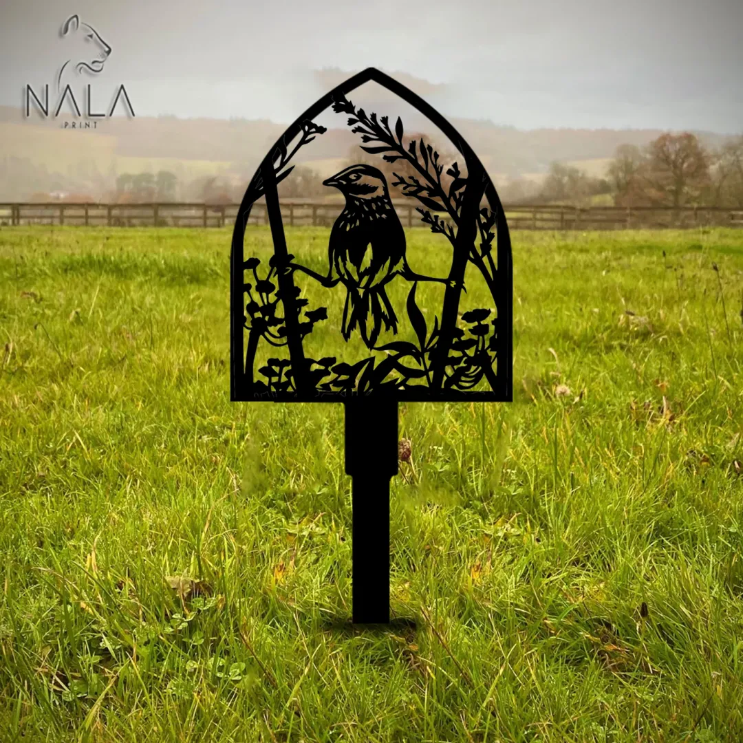 shovelmetal13.2_b6f61587-8490-4a98-ba19-18dc96c58344.webp Shovel Bird And Flower Design Garden Stake, Bird Metal Yard Art, Metal Garden Sign Stake, Yard Sign Stake