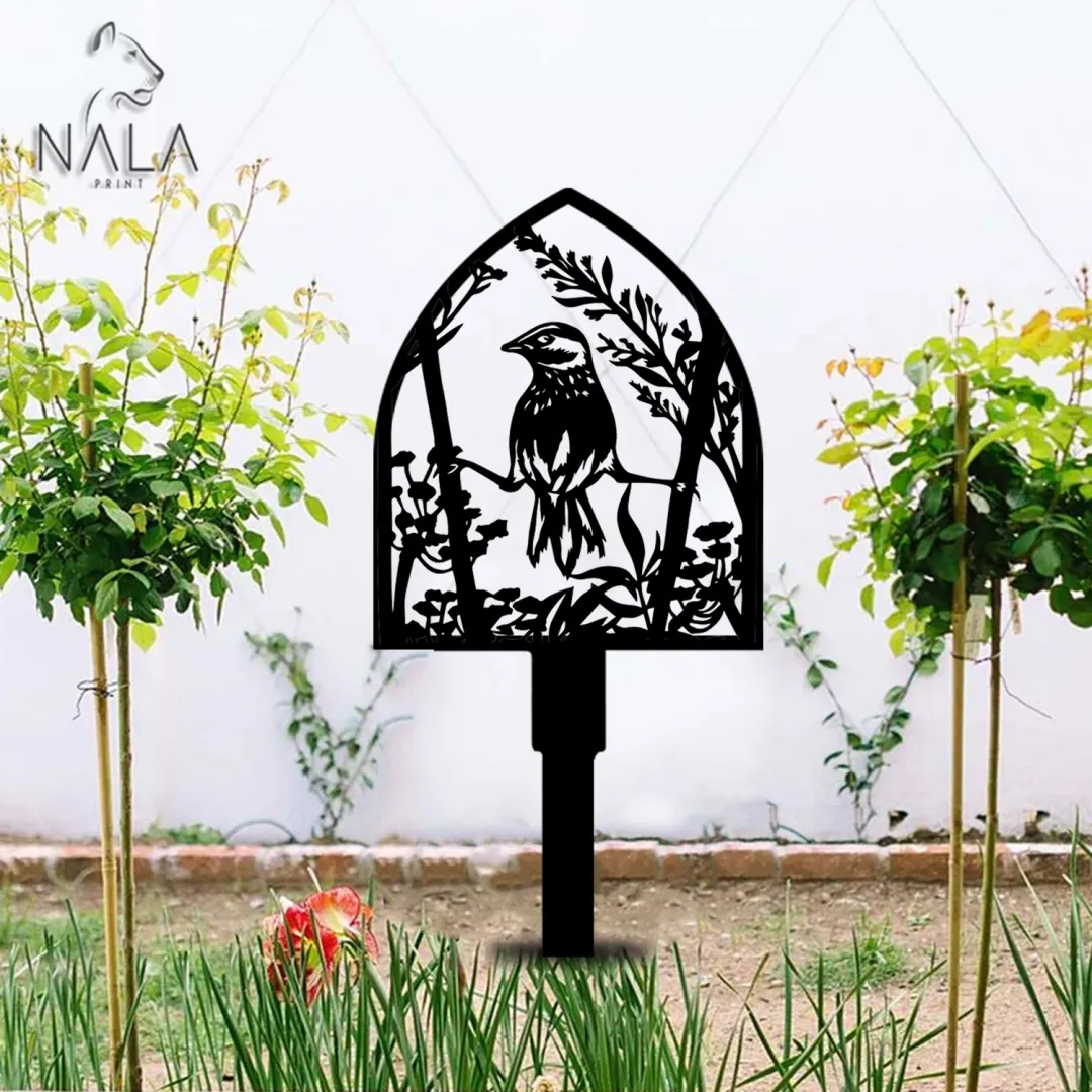 shovelmetal13.3_f5c41977-98ac-49cb-a577-43c8064d10dd.webp Shovel Bird And Flower Design Garden Stake, Bird Metal Yard Art, Metal Garden Sign Stake, Yard Sign Stake