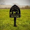 Shovel Want To Work In Garden And Hangout With Chickens Outdoor Garden Decor, Chicken Lovers Metal Garden Art, Metal Garden Stake