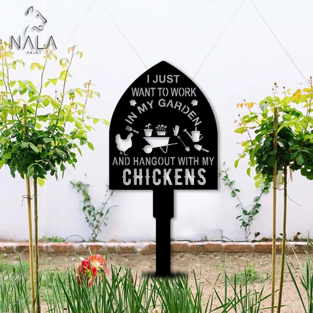 shovelmetal17.3_b5a8c83d-68dc-45ab-a795-a460be28b98c.webp Shovel Want To Work In Garden And Hangout With Chickens Outdoor Garden Decor, Chicken Lovers Metal Garden Art, Metal Garden Stake