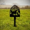 Shovel With Wolves Winter Forest Metal Garen Sign, Wolf Metal Yard Sign Stake, Metal Garden Stake For Wolf Lovers