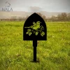 Shovel Bird And Holly Berry Design Metal Garden Sign, Garden Stake, Metal Yard Sign Stake, Gift For Gardeners