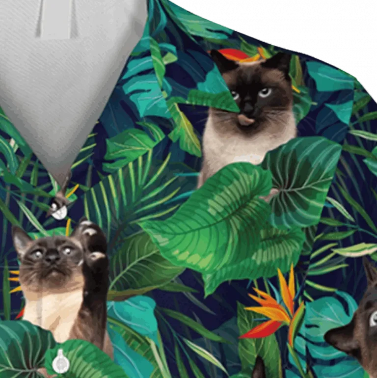 Funny Siamese Cat Hawaiian Shirt, Vintage 3d T-shirts, Aloha Shirt For Mens, Womens