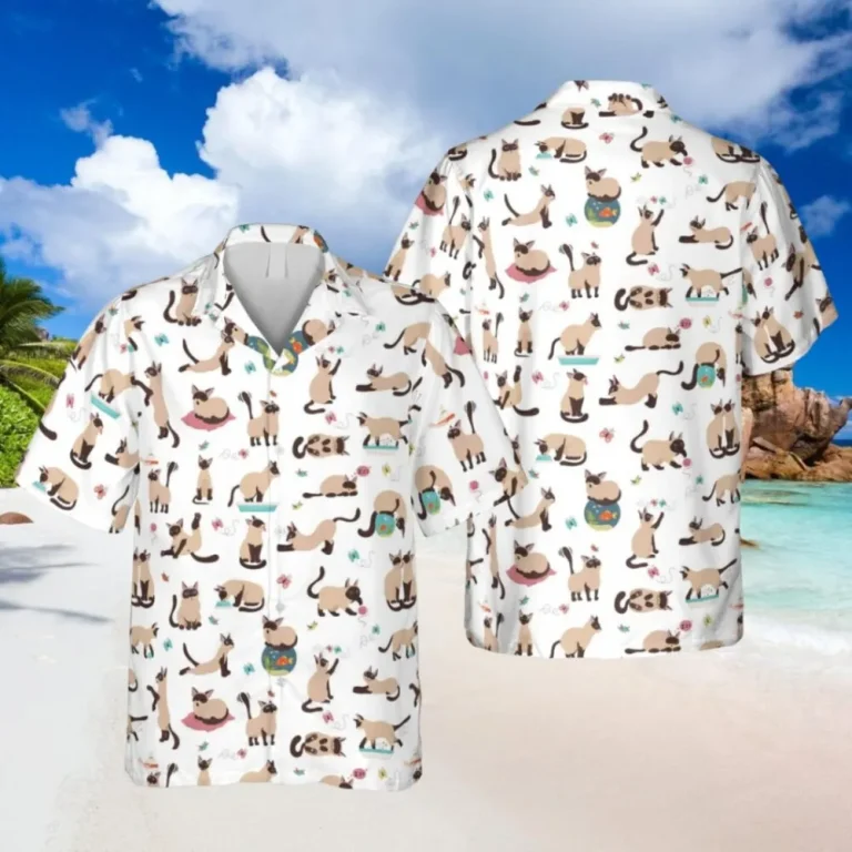 Cute Siamese Kittens Hawaiian T-shirt, Gift For Mom, Aloha Shirt For Mens, Womens