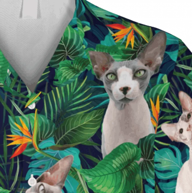 Funny Sphynx Cat Green Hawaiian Shirt, 3d Cats Shirt, Aloha Shirt For Mens, Womens