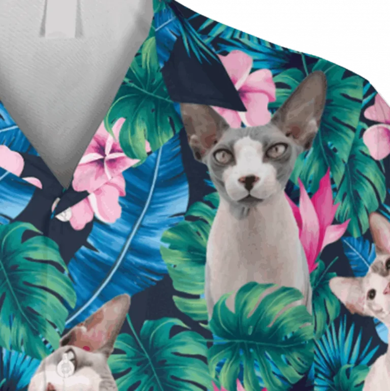 Sphynx Cats Hibicus Flowers Hawaii T-shirt, Kalaha Shirts, Aloha Shirt For Mens, Womens