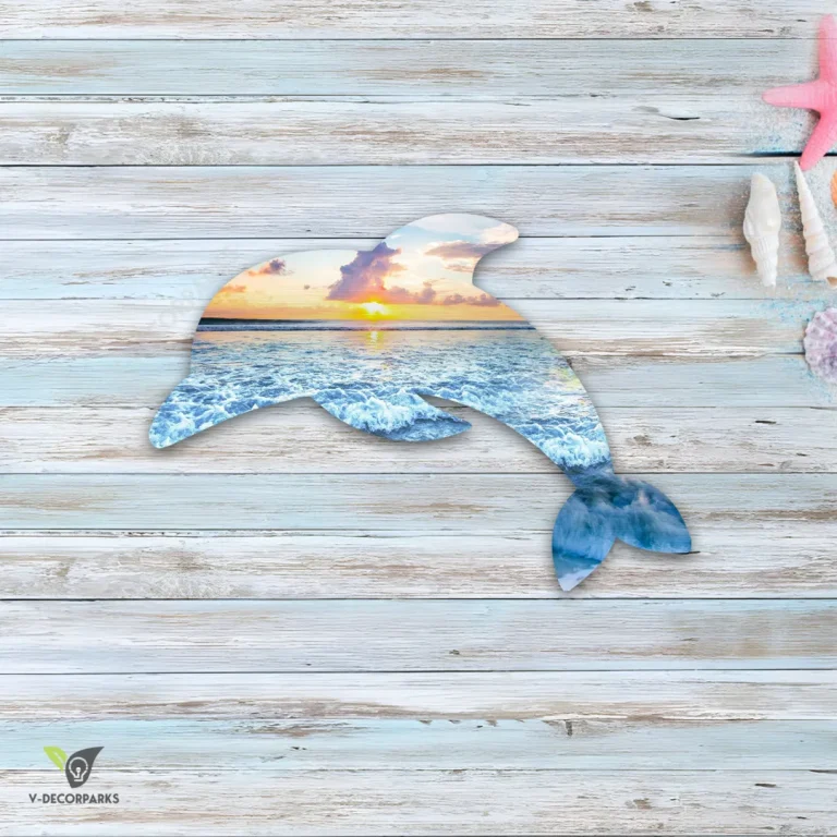 Dolphin And Sea Metal Sign, Dolphin Decorative Plaque