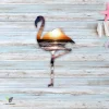 Pink Flamingo And Sunset Metal Wall Art, Pink Flamingo Evergreen Artwork For Beach House