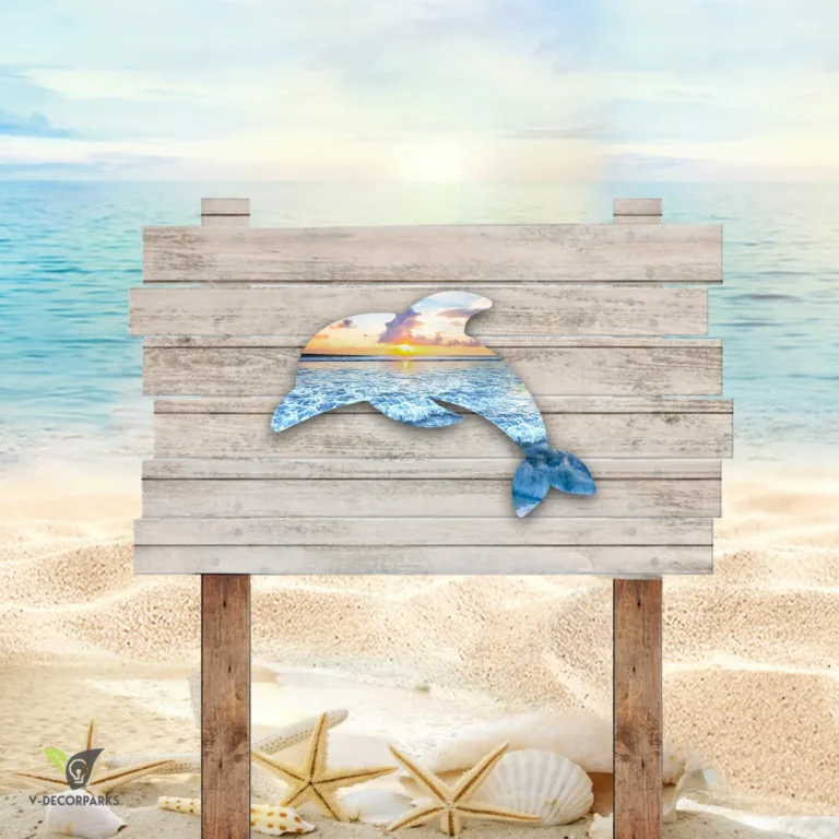 Dolphin And Sea Metal Sign, Dolphin Decorative Plaque