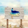 Turtle With Beach Scene Printed Metal Art