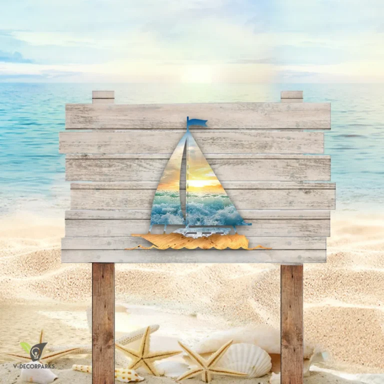Sailboat And Sea Color Metal Art, Sailboat Indoor Wall Hanging