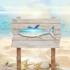 Tuna Fish Coastal Scene Metal Sign, Tuna Home Decor For Fishermen