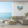 Shell And Wave Printed Metal Wall Art, Shell Decor For Beach Resort