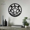 Star And Moon Welcome Metal Sign, Star Design Wall Art Decor, Wall Hanging, Metal Wall Art, Welcome Sign