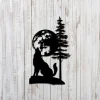 Sitting Wolf Metal Sign, Wolves Weatherproof Home Decoration