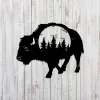Bison Forest Large Metal Art, Bison Weatherproof Wall Decor For Him