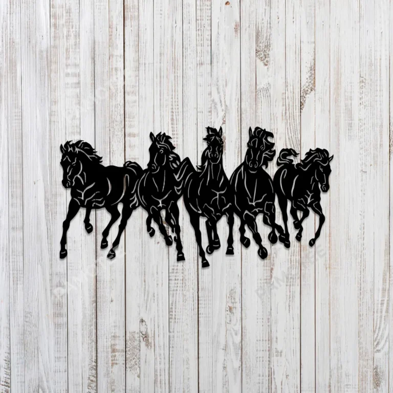 Five Running Horses Metal Art, Running Horses Living Room Decoration