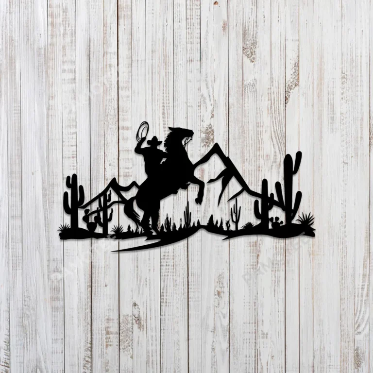 Western Cowboy Metal Sign, America Desert Housewarming Gift For Dad