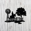 Cowboy On Farm Metal Wall Art, Riding Horse Inner Plaque