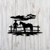 Cowboy Man With Horse Metal Art, Farmer Dad Gift Ideas