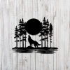 Wolf At Full Moon Night Metal Wall Art, Wolf And Moon Wall Decor