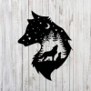 Wolf Dad With Son Metal Sign, Wolf Head Shape Small Wall Art