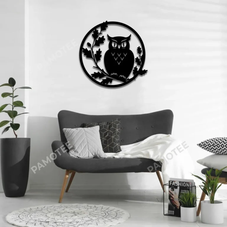 Owl Round Metal Sign, Owl Bird Laser Cut Art